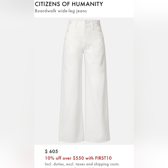 Citizens Of Humanity!! Boardwalk Wide-Leg Jeans- In White!! - Picture 8 of 16